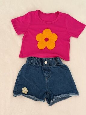 SHEIN Hot Pink Ribbed Crop Tee